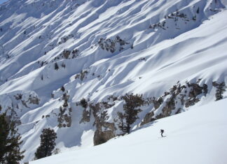 Human Factors: Skiing One at a Time Molly Absolon on a big line in the Palisades of Wyoming