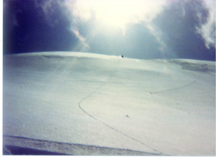 One of the three patrolman caught that day in the slide, skiing down the Bowl