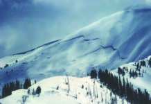 Historic Avalanche: Highland Bowl 1984 The upper part of the 3/31/84 avalanche taken two days later